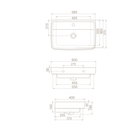 Κρεμαστός Νιπτήρας Πορσελάνης 60x40cm Cerastyle Duru 035100-u Λευκό